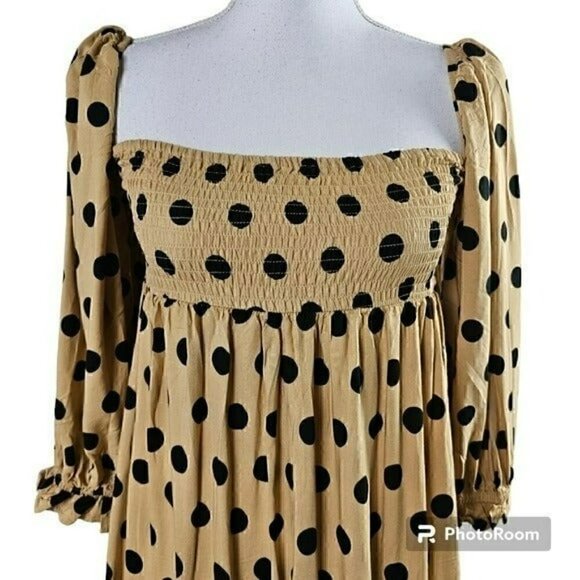 Faithful The Brand Brisa Polka Dot Off Shoulder Midi Dress in XS NWT - Picture 2 of 12
